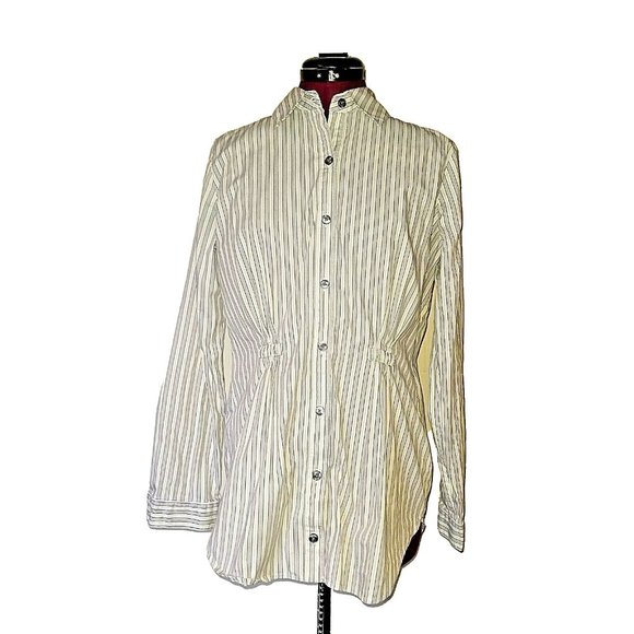 CAbi Womens Shirt Button Up Size Medium Multicolor Striped Long Sleeve - Picture 1 of 8